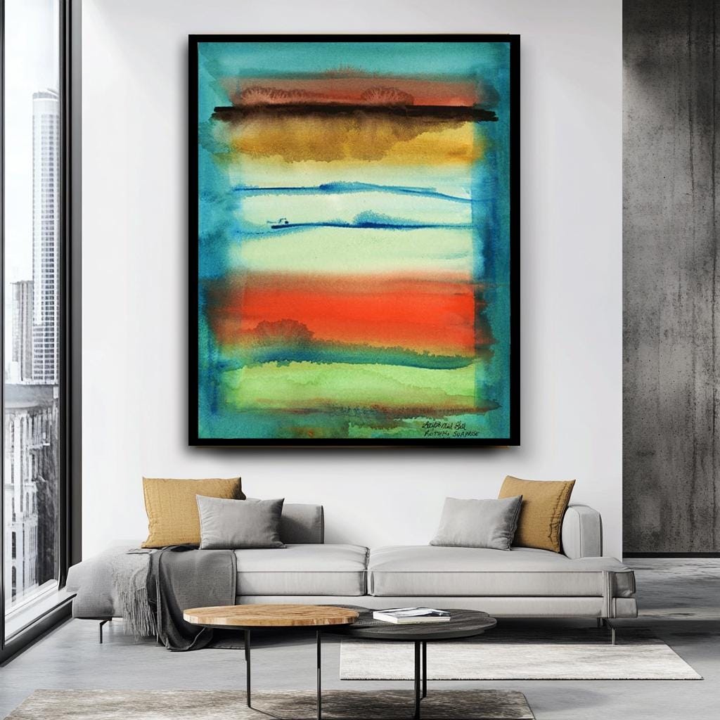 Abstract Landscape Canvas Print, Modern Wall Art, Large Minimalist Home Decor