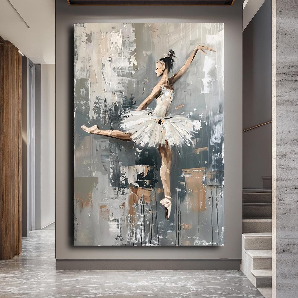 Elegant Ballerina Canvas Print, Modern Ballet Dancer Wall Art, Contemp