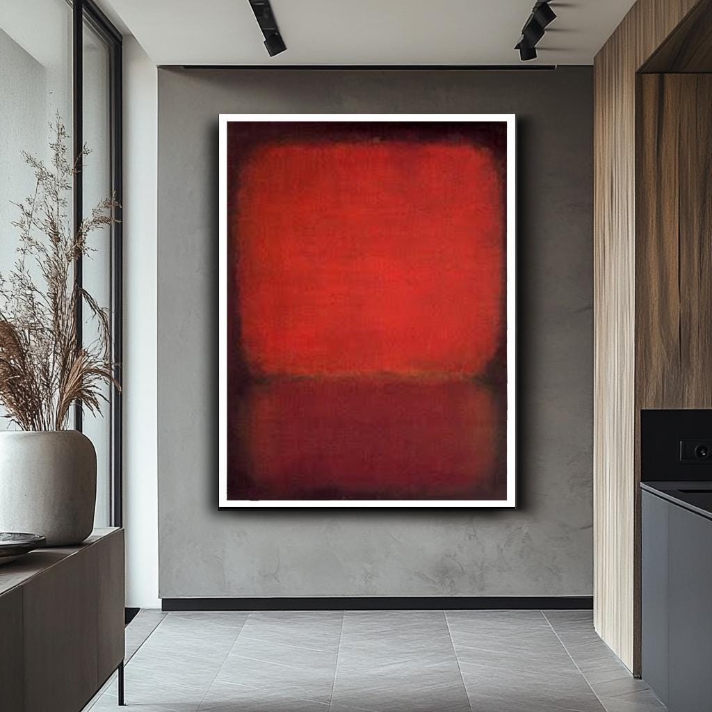 Mark Rothko Red Canvas Print, Abstract Color Field Art, Bold Minimalis