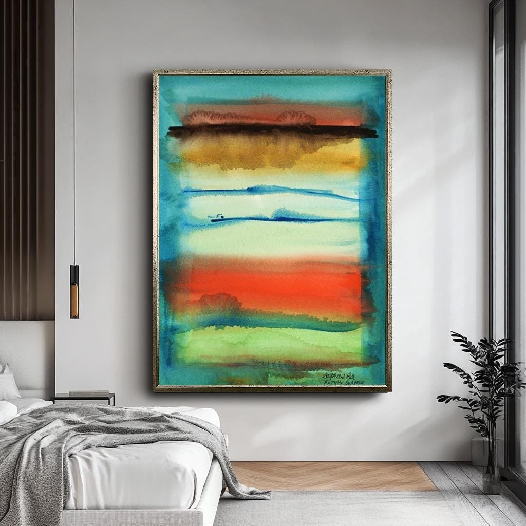 Abstract Landscape Canvas Print, Modern Wall Art, Large Minimalist Home Decor