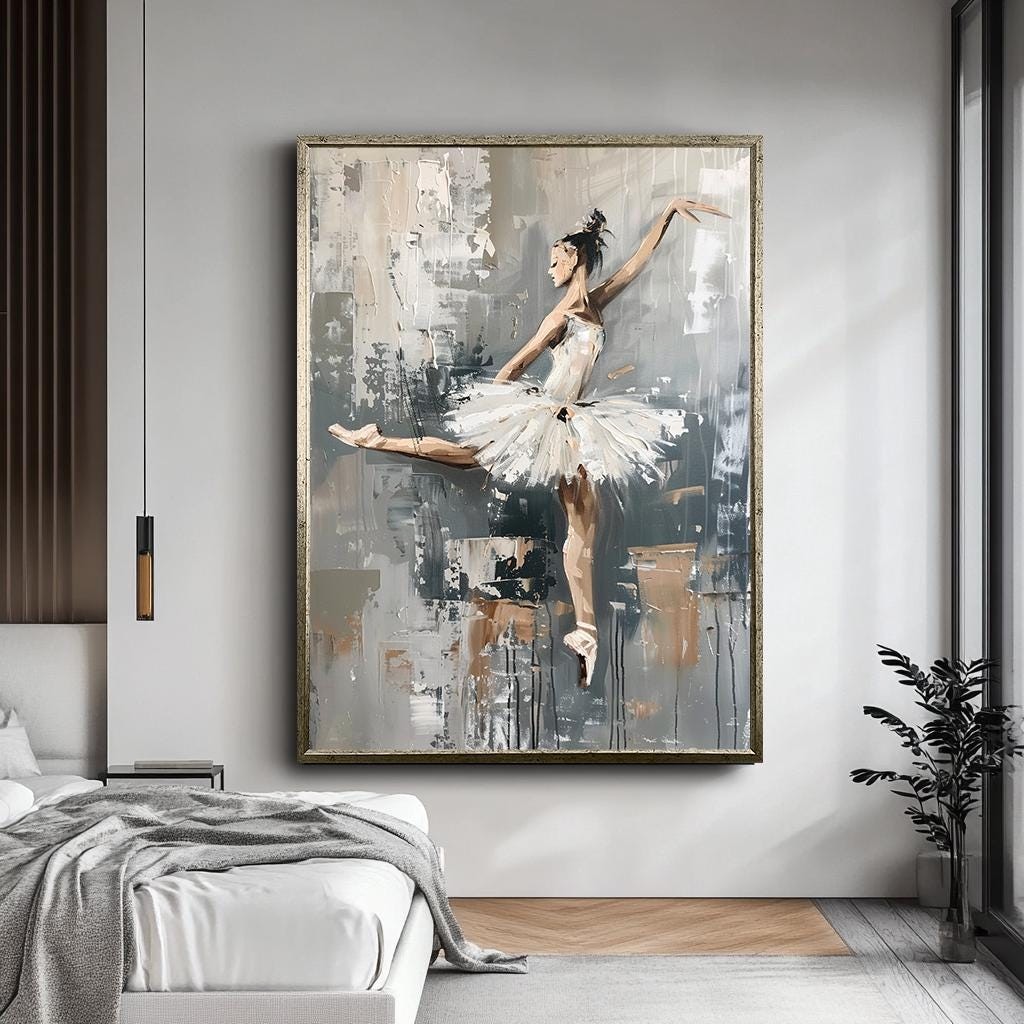 Elegant Ballerina Canvas Print, Modern Ballet Dancer Wall Art, Contemp