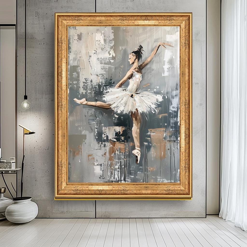 Elegant Ballerina Canvas Print, Modern Ballet Dancer Wall Art, Contemp
