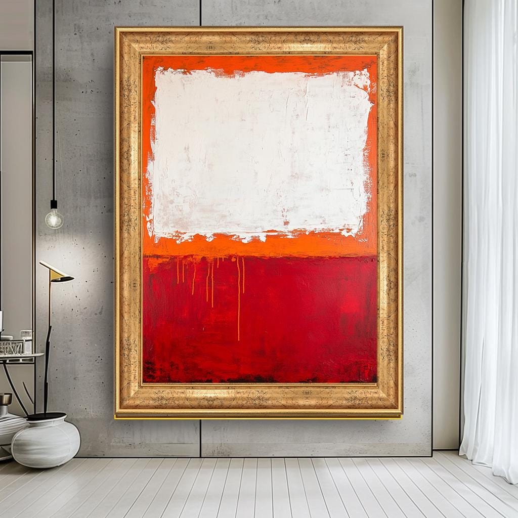 Mark Rothko Style Red and White Canvas Print, Bold Abstract Color Fiel