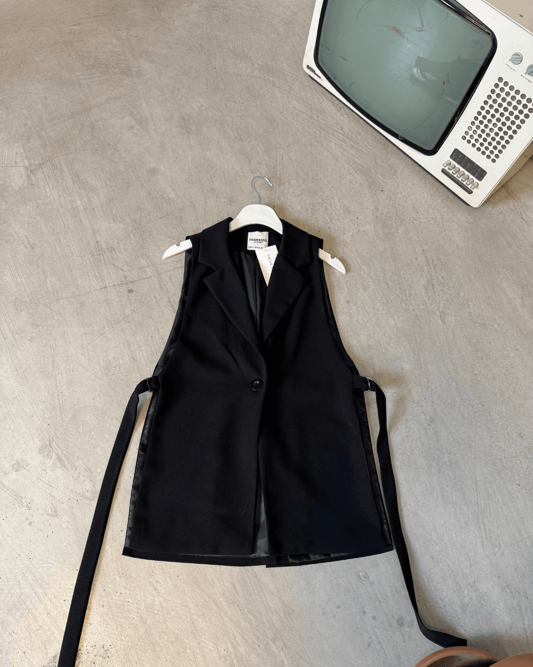 Yandan Tokalı Zr Model Blazer Yelek Siyah