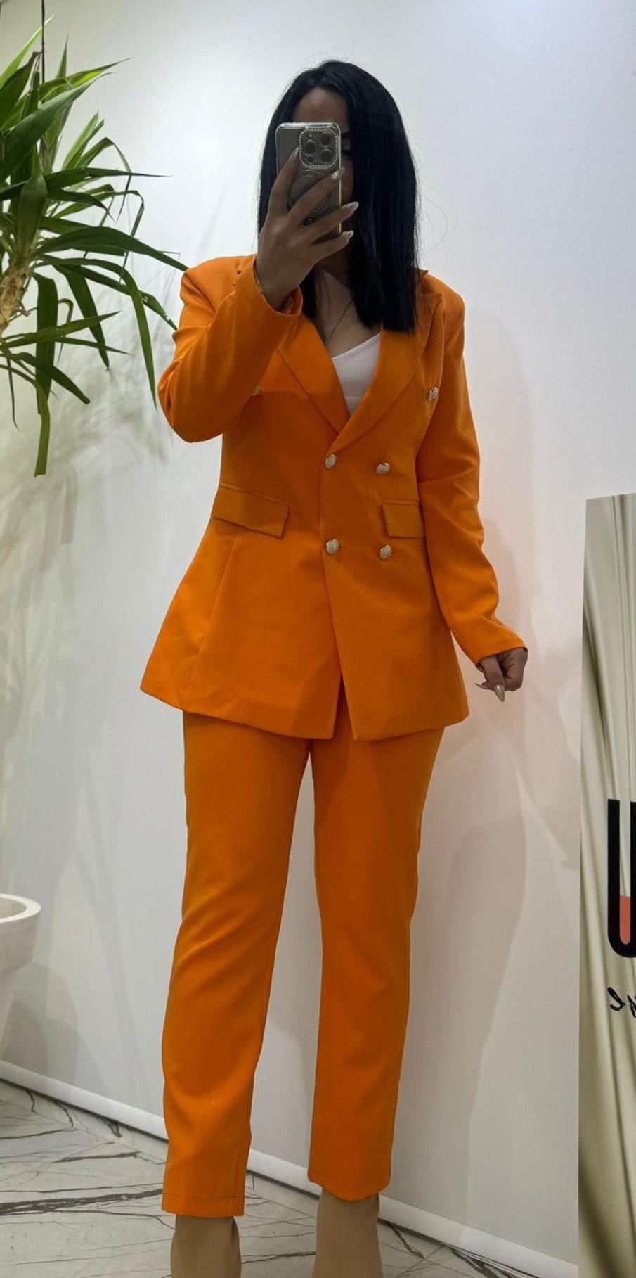 Blazzer Ceket Pantalon Takım Turuncu