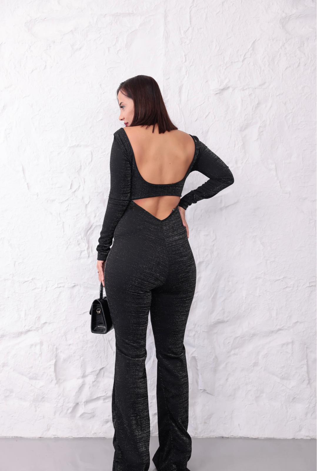 Simli Sırt Detaylı Tulum 