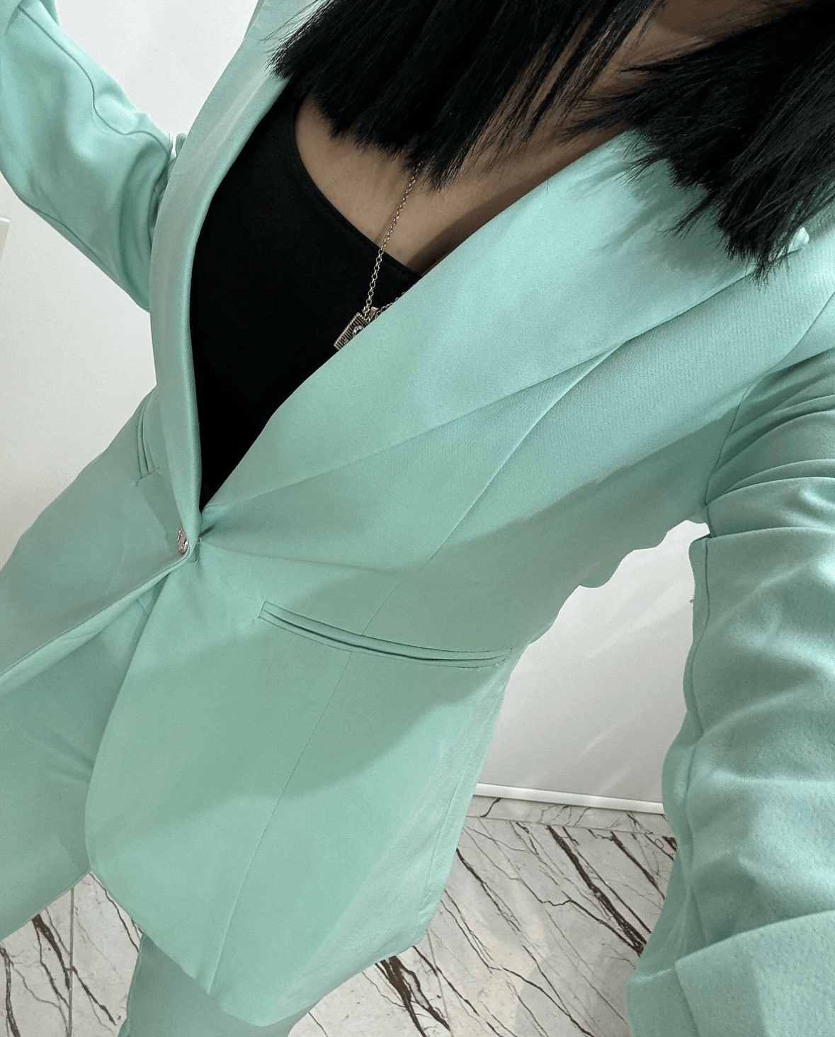 Blazer Takim Sandy Kumaş Yüksek Bel Pantolon