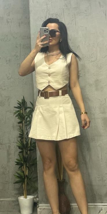 Keten Yelek Etek Takım 2'li