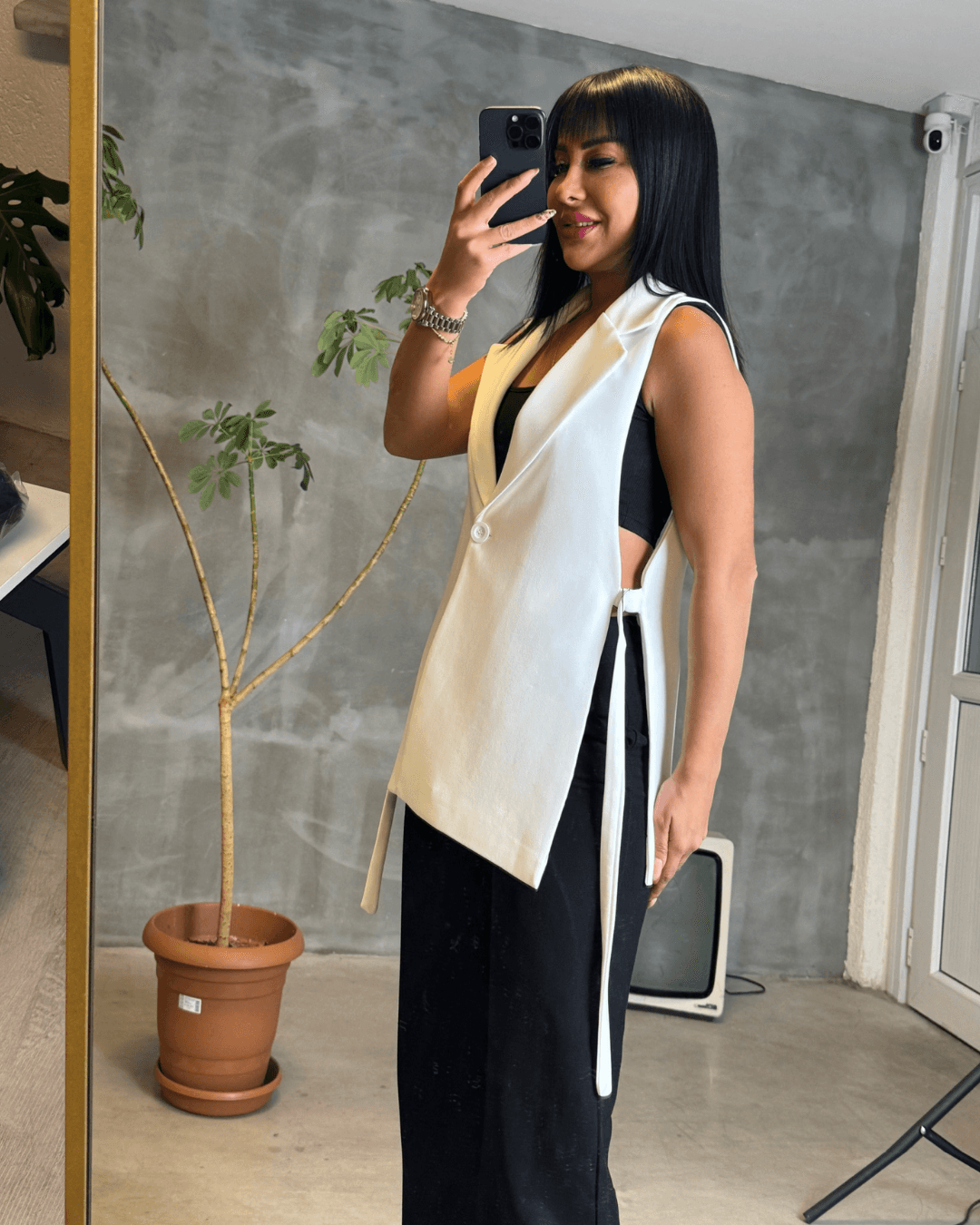 Yandan Tokalı Zr Model Blazer Beyaz