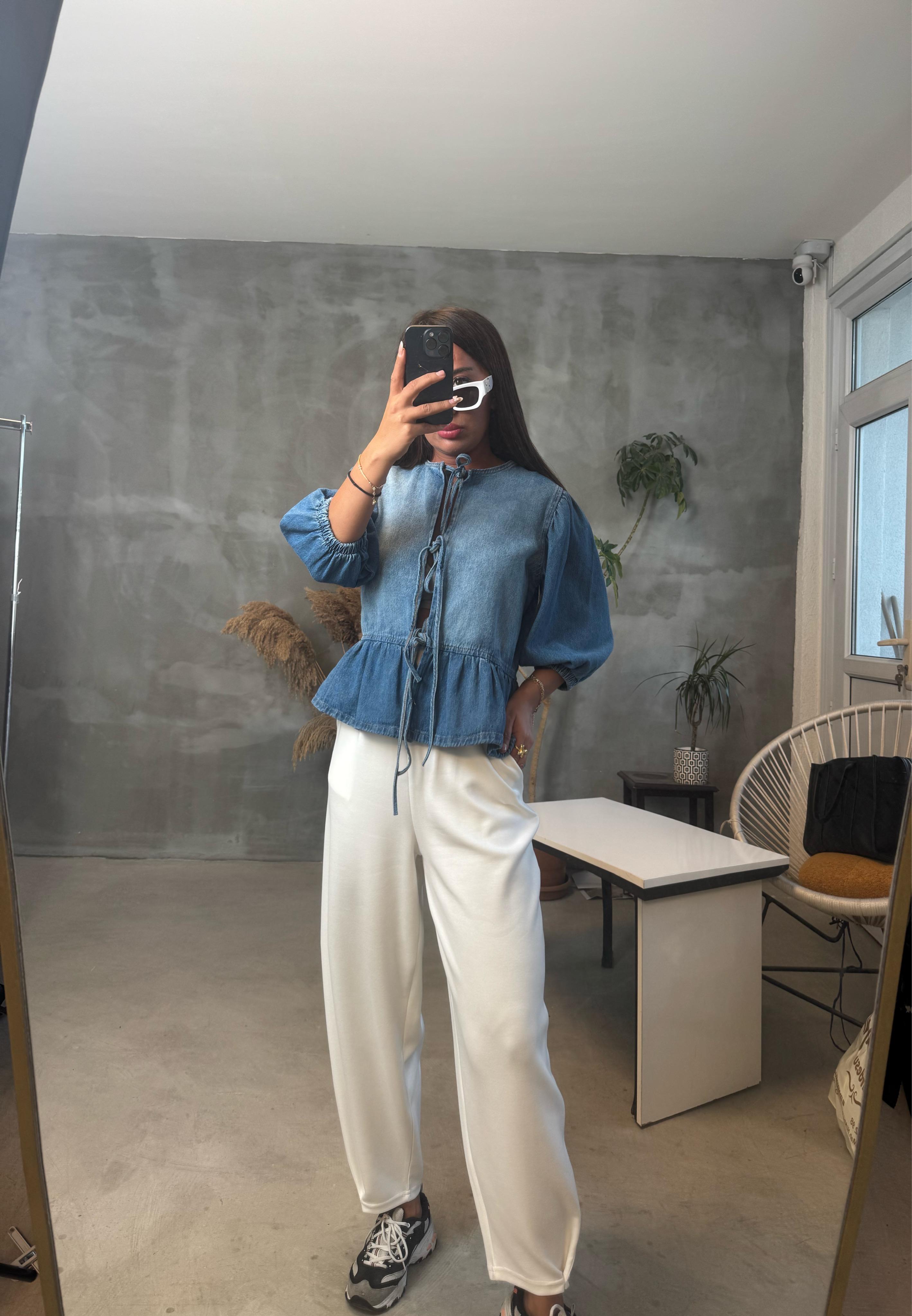 marka model bağlamalı denim ceket