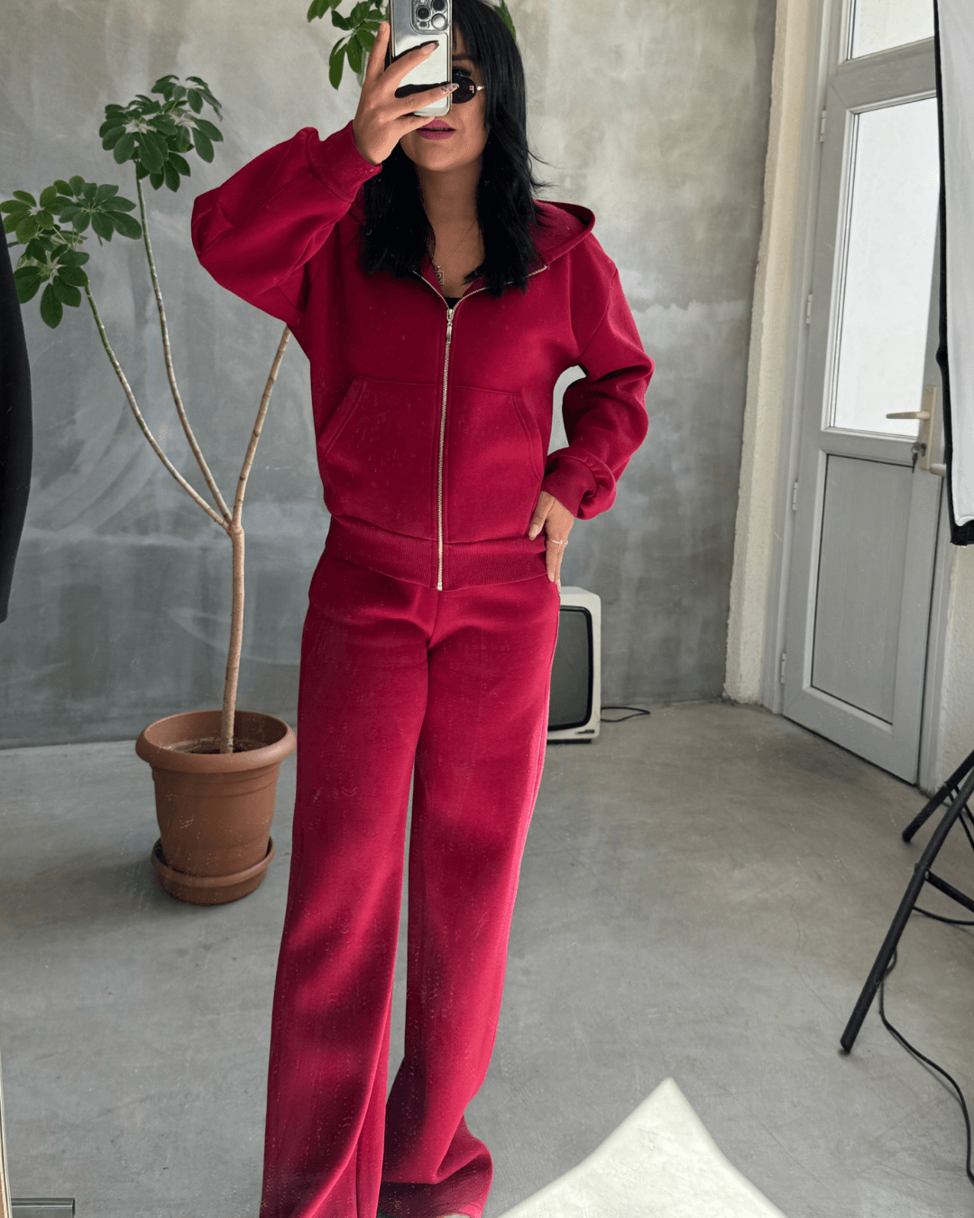 ZR Model Üç İplikli Eşofman Takımı Bordo