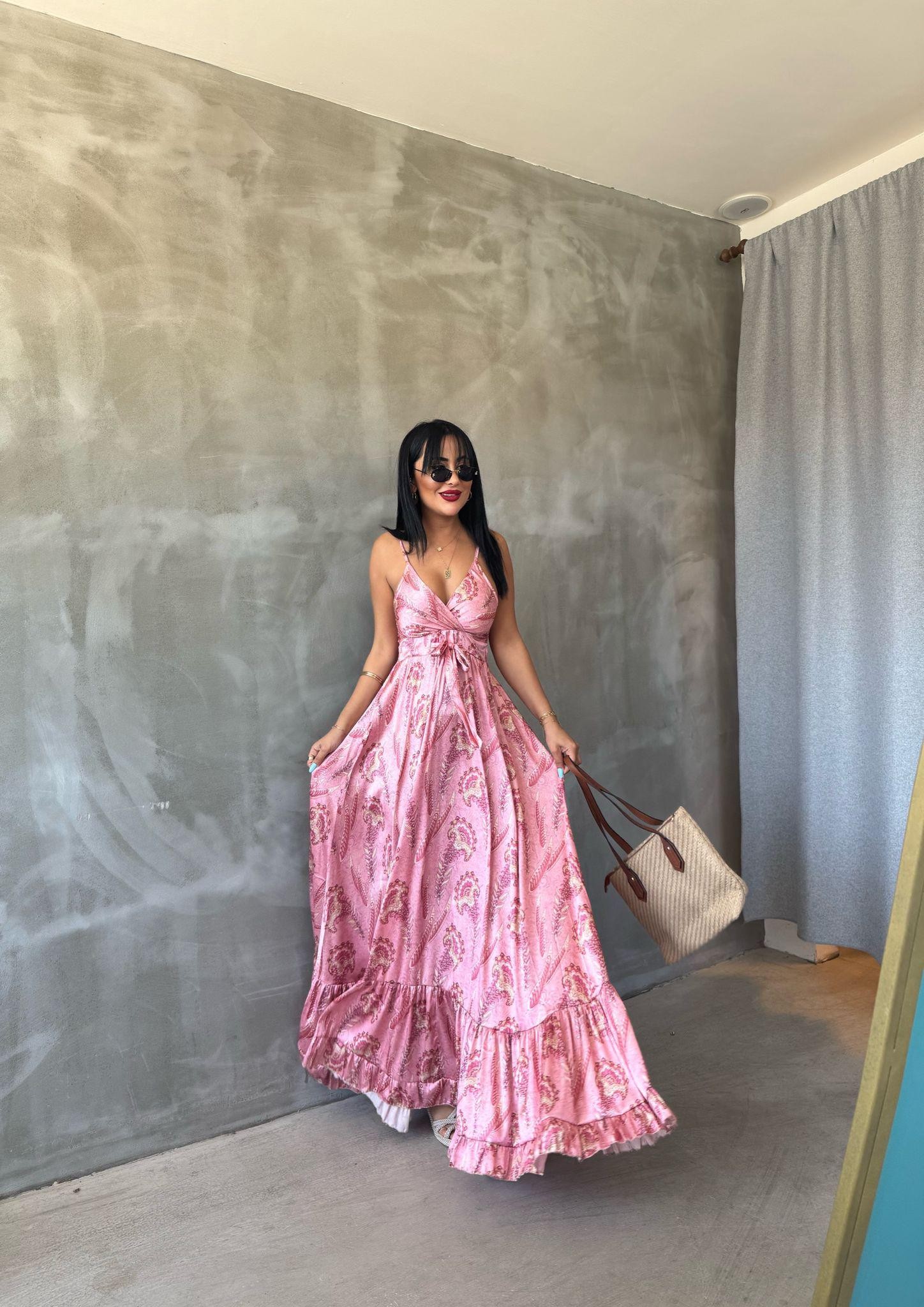 Rüya Saten Elbise - Pembe