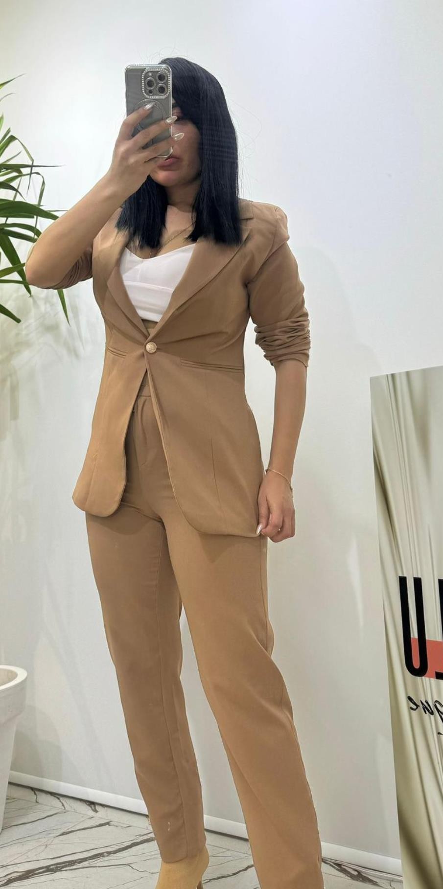 Blazzer Ceket Pantalon Takım Kahve