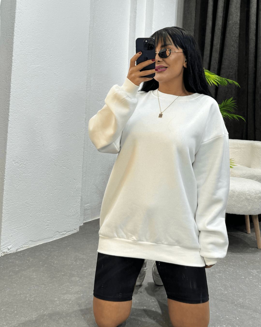 Basic Swatshirt beyaz