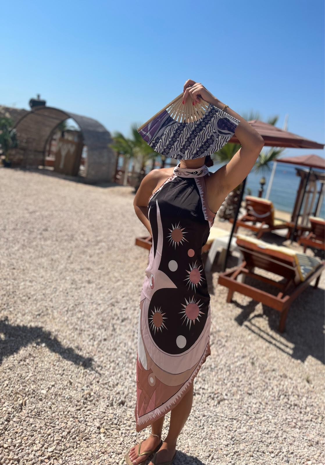 Premium Seri Pucci Saten Tasarım Asimetrik Elbise