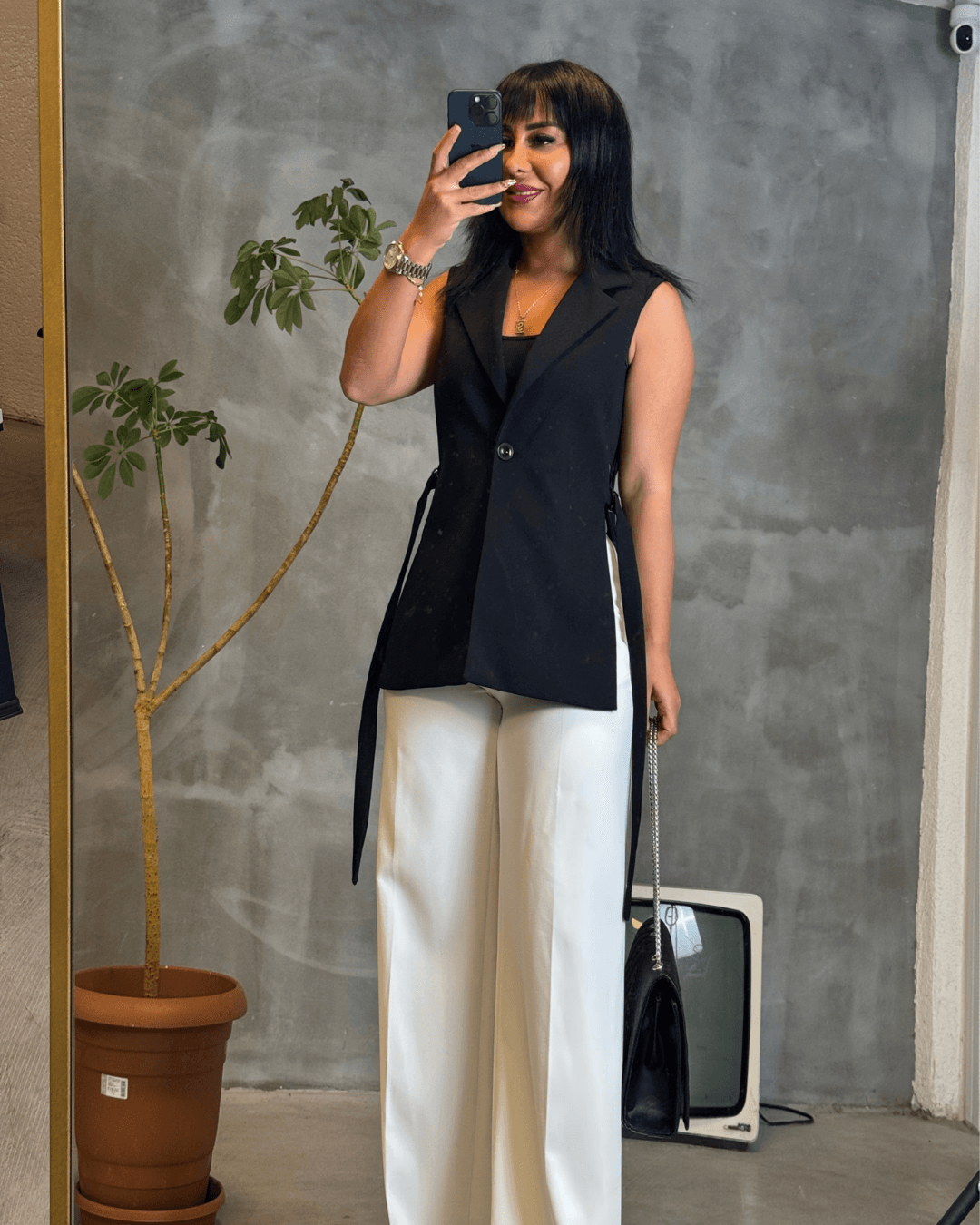 Yandan Tokalı Zr Model Blazer Yelek Siyah