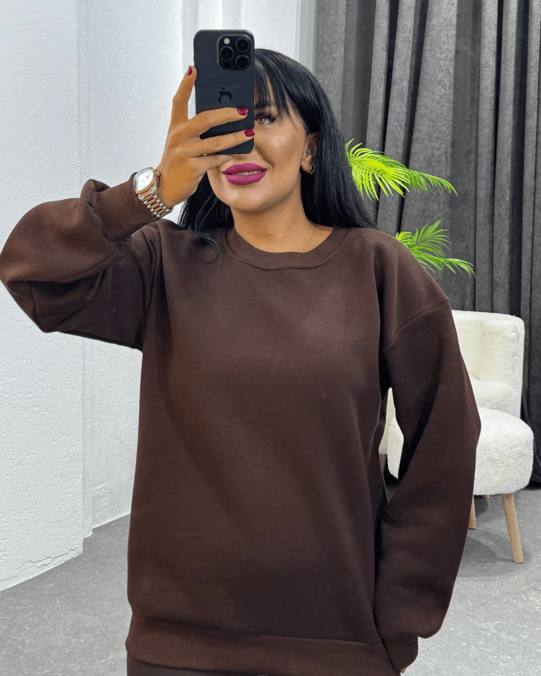 Basic Swatshirt kahverengi