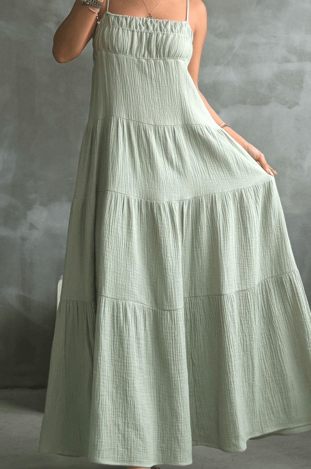 Sirince Keten Elbise Mint