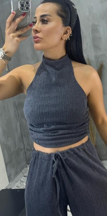 Halter Yaka Bluz Takım