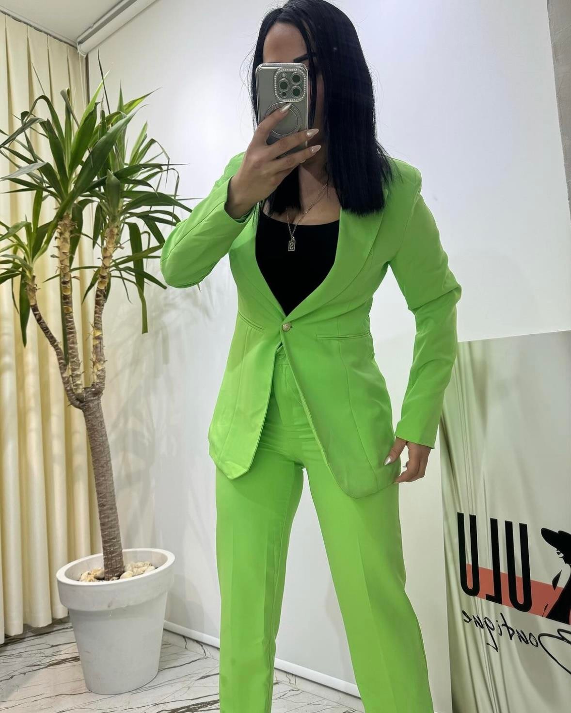 Blazer Takim Sandy Kumaş Yüksek Bel Pantolon