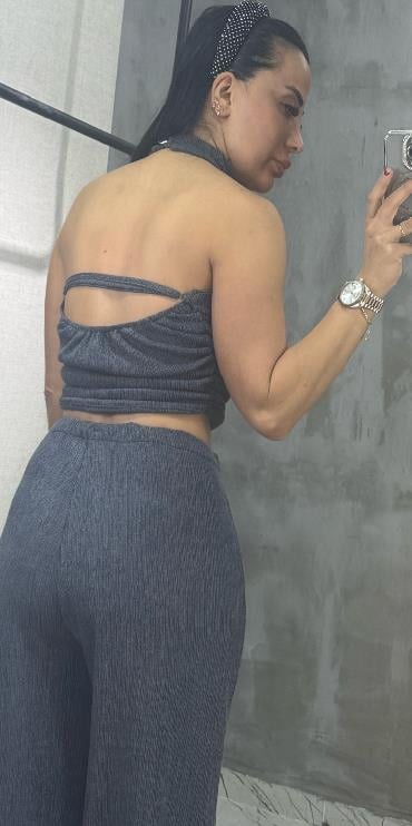 Halter Yaka Bluz Takım