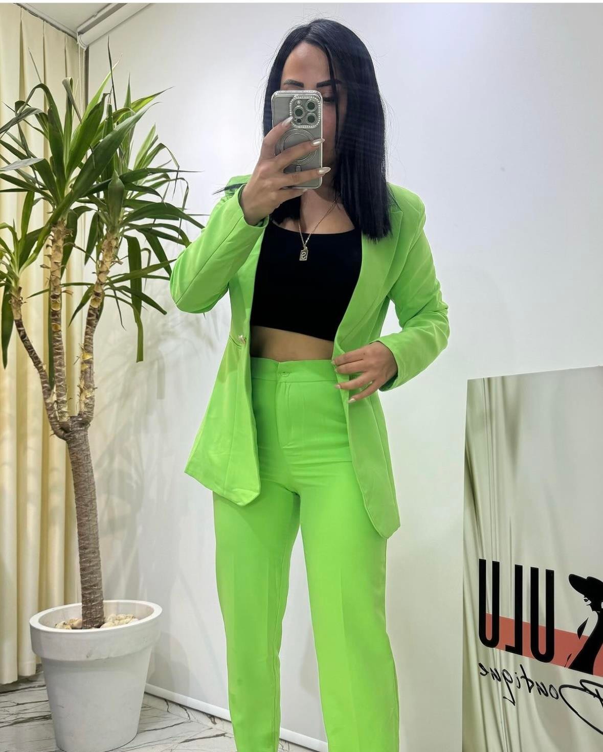 Blazer Takim Sandy Kumaş Yüksek Bel Pantolon