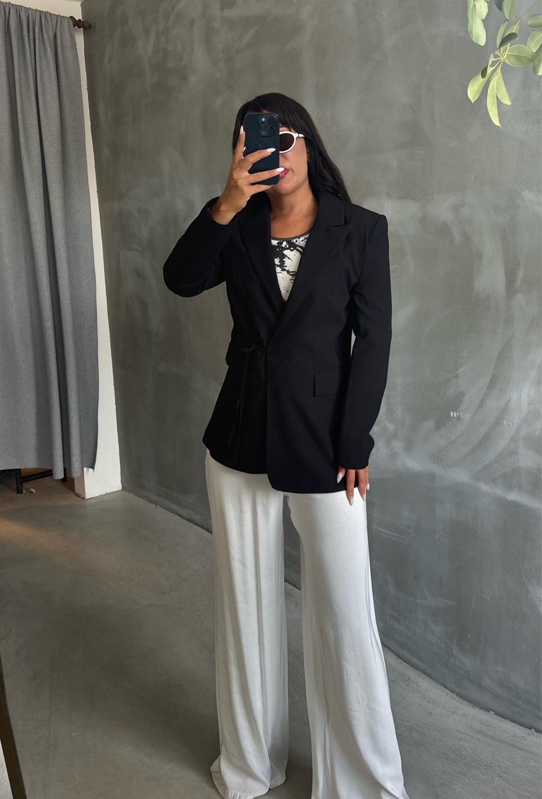 İp askılı blazer ceket - Siyah