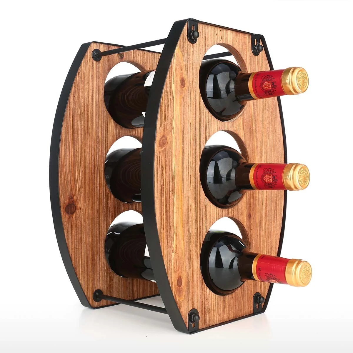 Viinipulloteline säilyttää 3 pulloa viiniä samassa kuin yksi pullo image