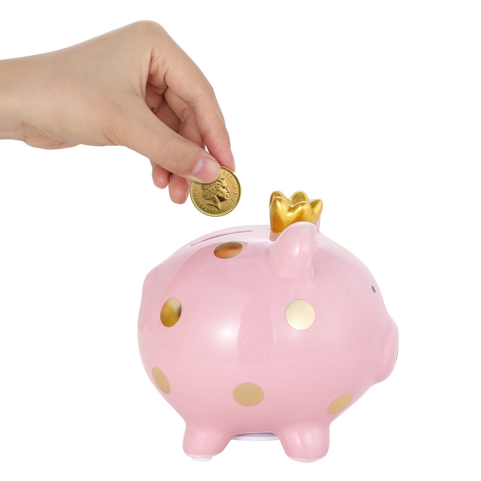 Keraaminen säästöpossu on samalla vaaleanpunainen koriste main variant image