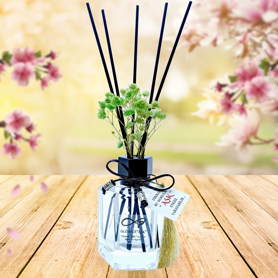 120 ml Köşeli Bambu Çubuklu Oda Kokuları Reed Diffuser Oda Parfümü Ortam Kokusu