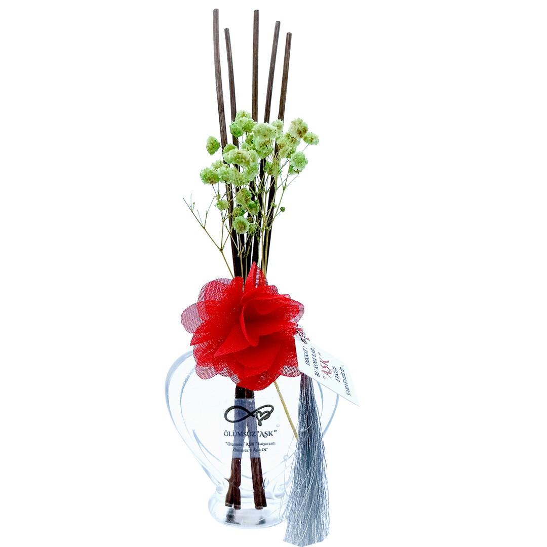 60 ml Kalp Bambu Çubuklu Oda Kokuları Reed Diffuser Oda Parfümü Ortam Kokusu