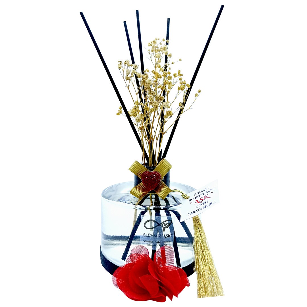 200 ml Silindir Bambu Çubuklu Oda Kokuları Reed Diffuser Oda Parfümü Ortam Kokusu - ÖLÜMSÜZ " AŞK "