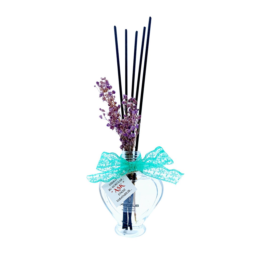 60 ml Kalp Bambu Çubuklu Oda Kokuları Reed Diffuser Oda Parfümü Ortam Kokusu - MECZUB