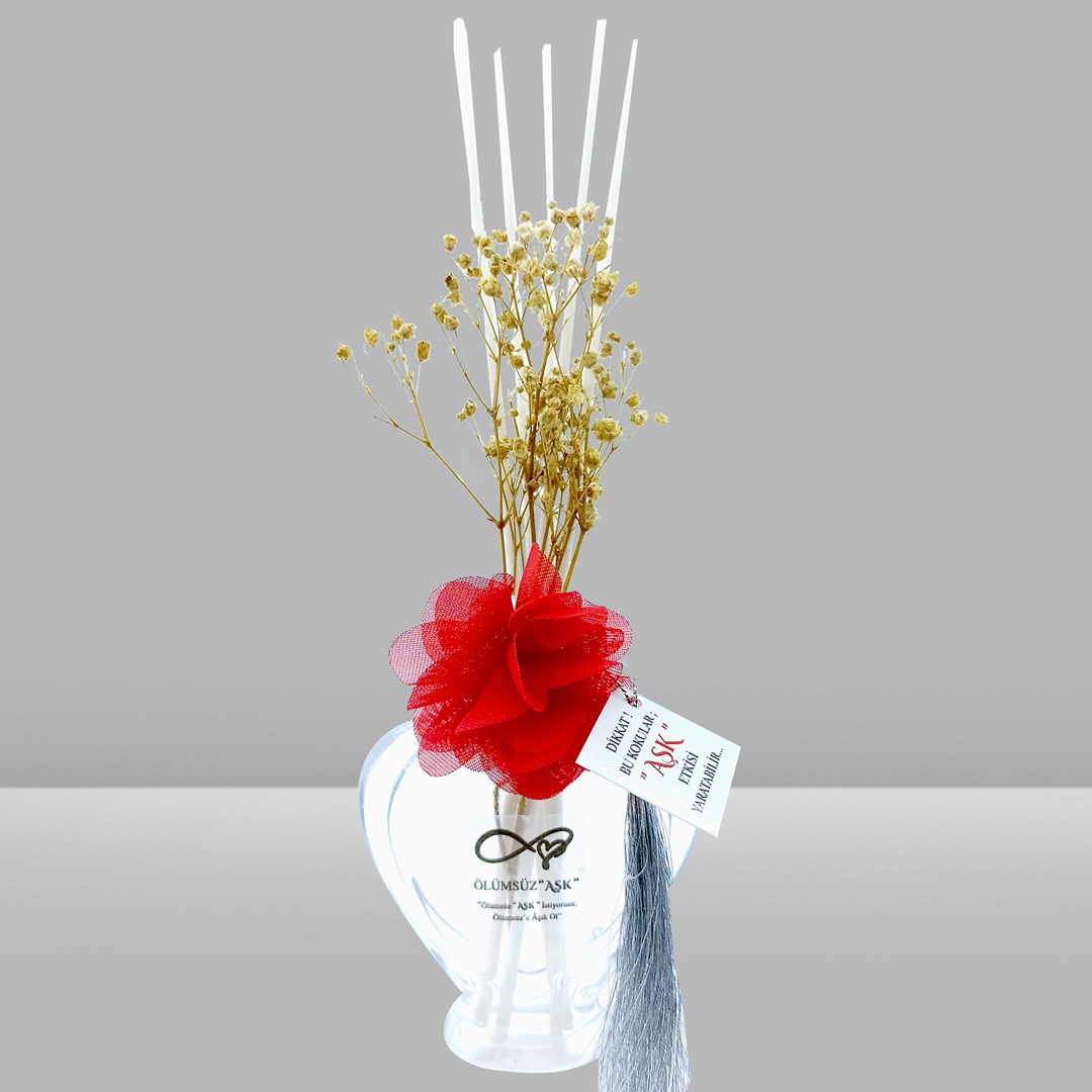 60 ml Kalp Bambu Çubuklu Oda Kokuları Reed Diffuser Oda Parfümü Ortam Kokusu