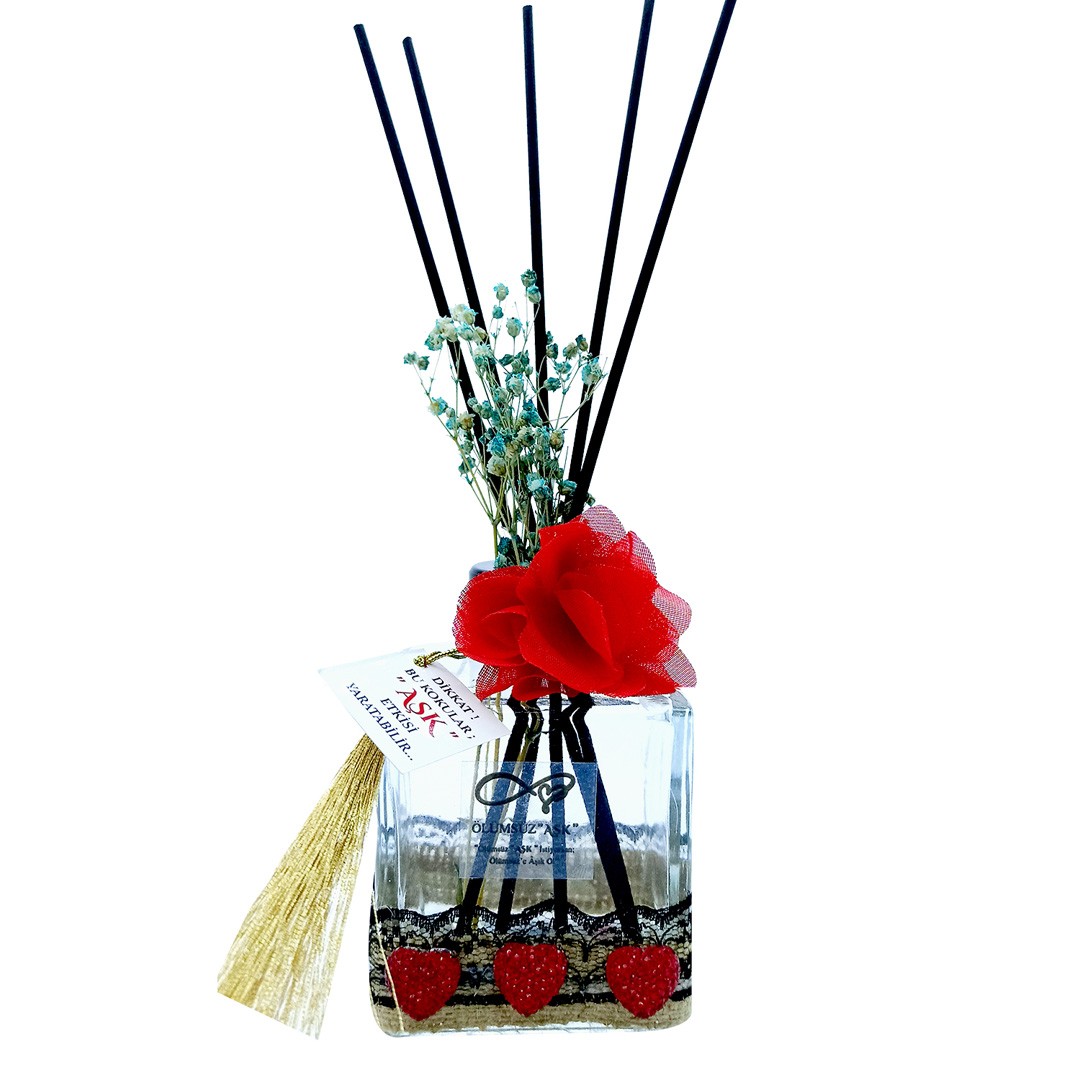 200 ml Küp Bambu Çubuklu Oda Kokuları Reed Diffuser Oda Parfümü Ortam Kokusu - ÖLÜMSÜZ " AŞK "