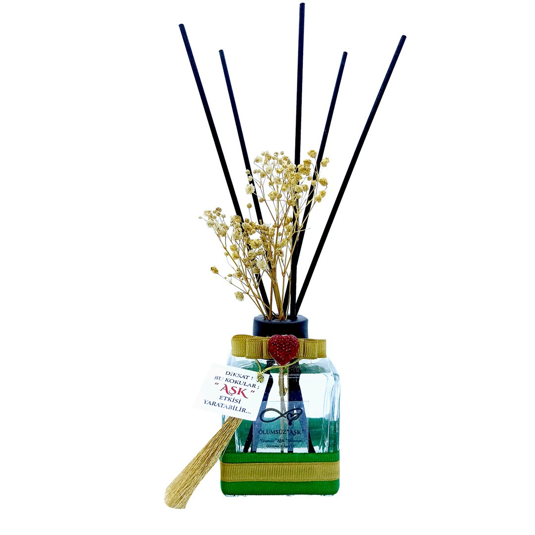 120 ml Küp Bambu Çubuklu Oda Kokuları Reed Diffuser Oda Parfümü Ortam Kokusu - ÖLÜMSÜZ " AŞK "