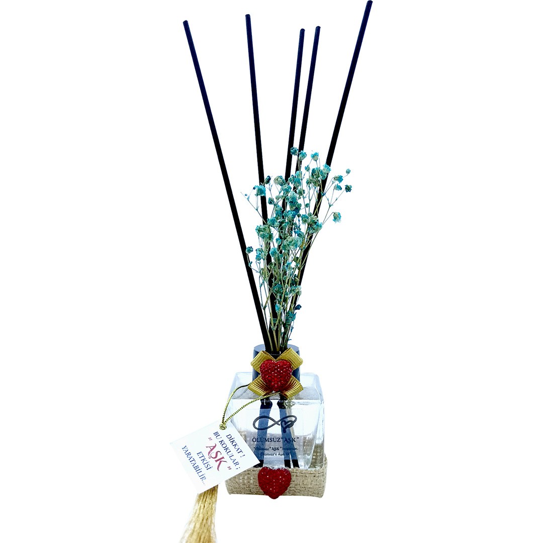 60 ml Küp Bambu Çubuklu Oda Kokuları Reed Diffuser Oda Parfümü Ortam Kokusu - ÖLÜMSÜZ " AŞK "