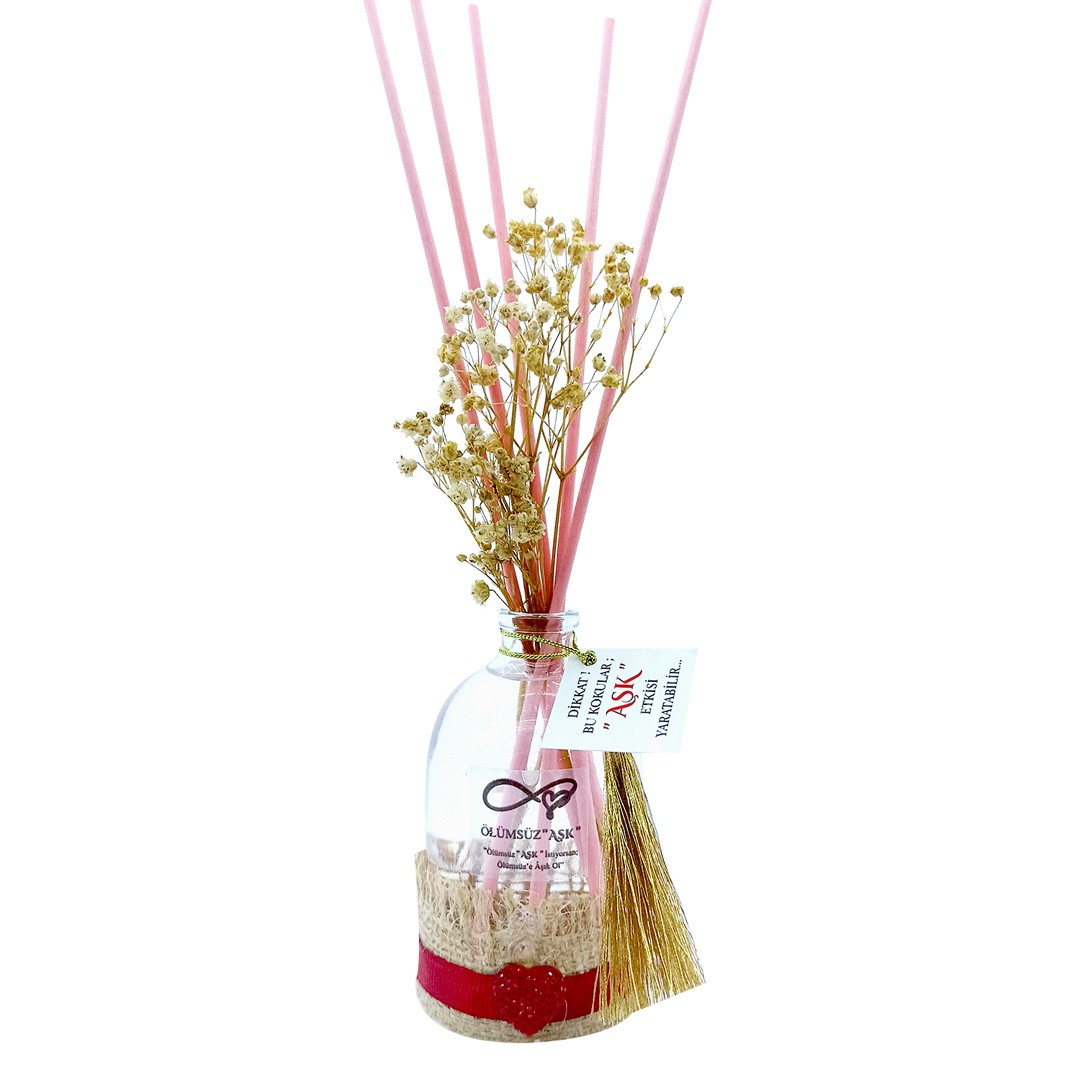 100 ml Silindir Bambu Çubuklu Oda Kokuları Reed Diffuser Oda Parfümü Ortam Kokusu - ÖLÜMSÜZ " AŞK "