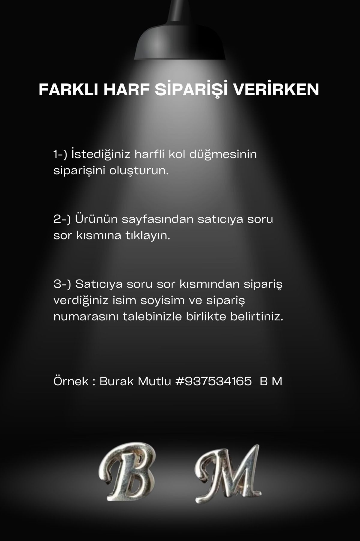 Kişiye Özel Çift Harfli Gümüş Renk Kol Düğmesi Ç Harfi