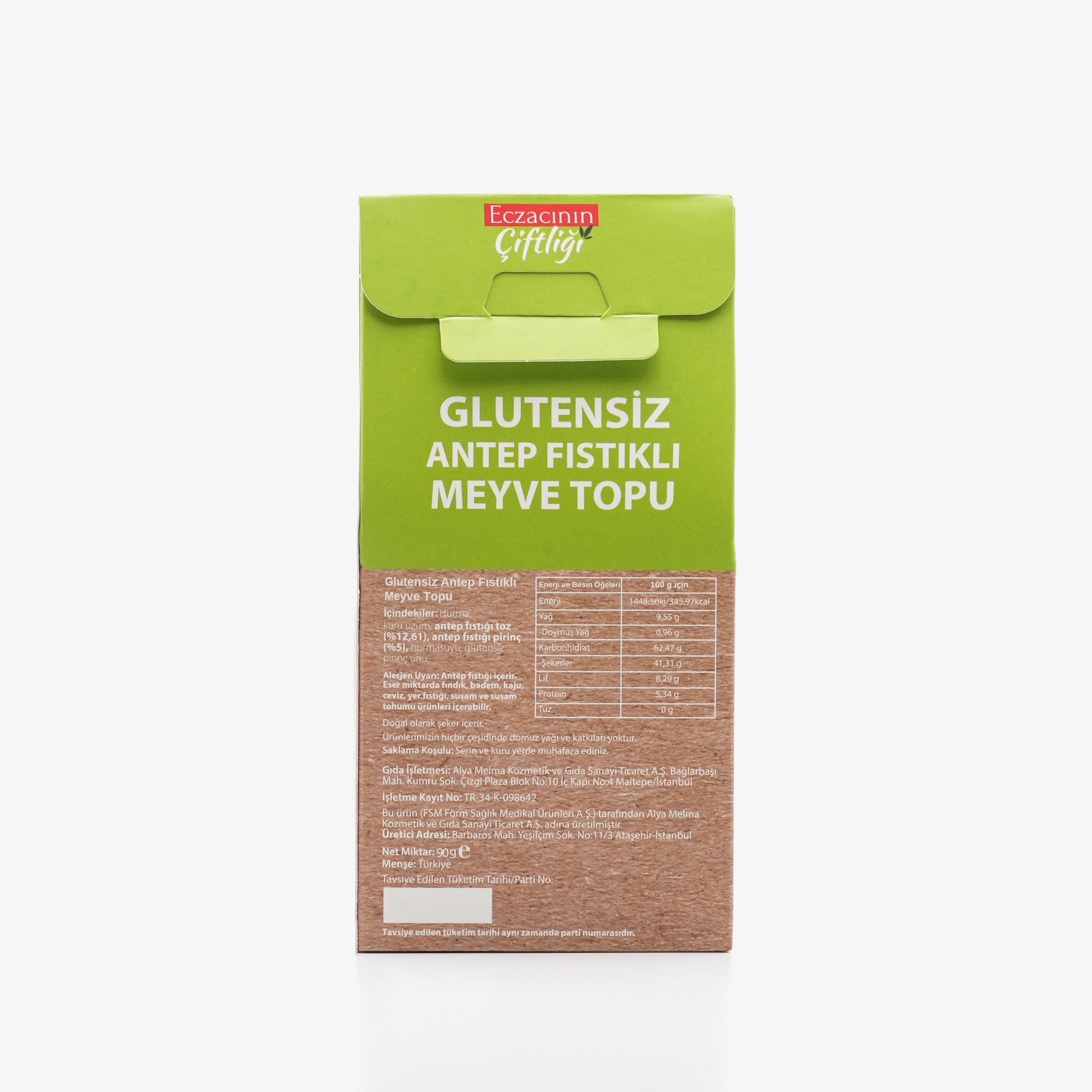 Glutensiz Antep Fıstıklı Meyve Topu 90g