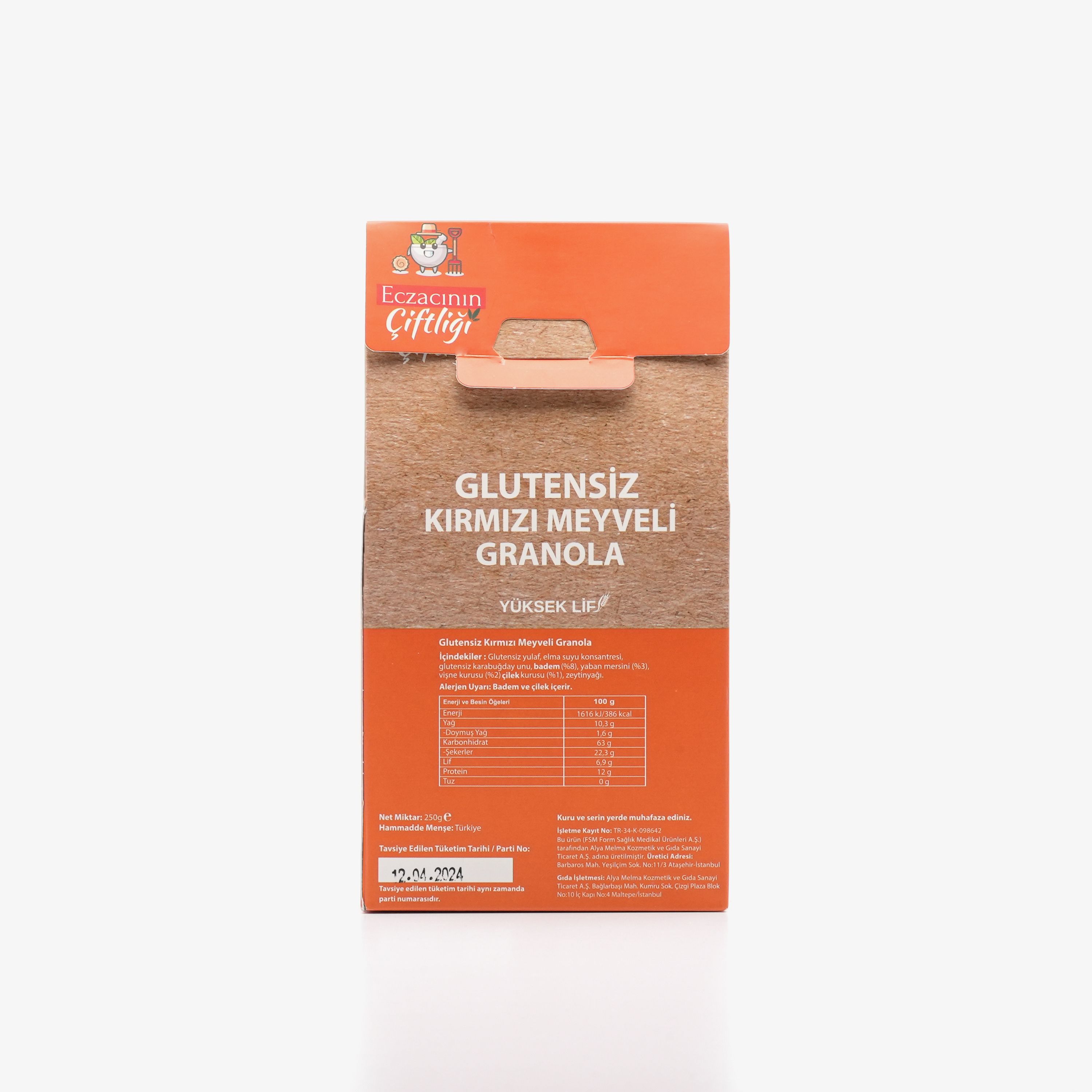 Glutensiz Kırmızı Meyveli Granola 250g