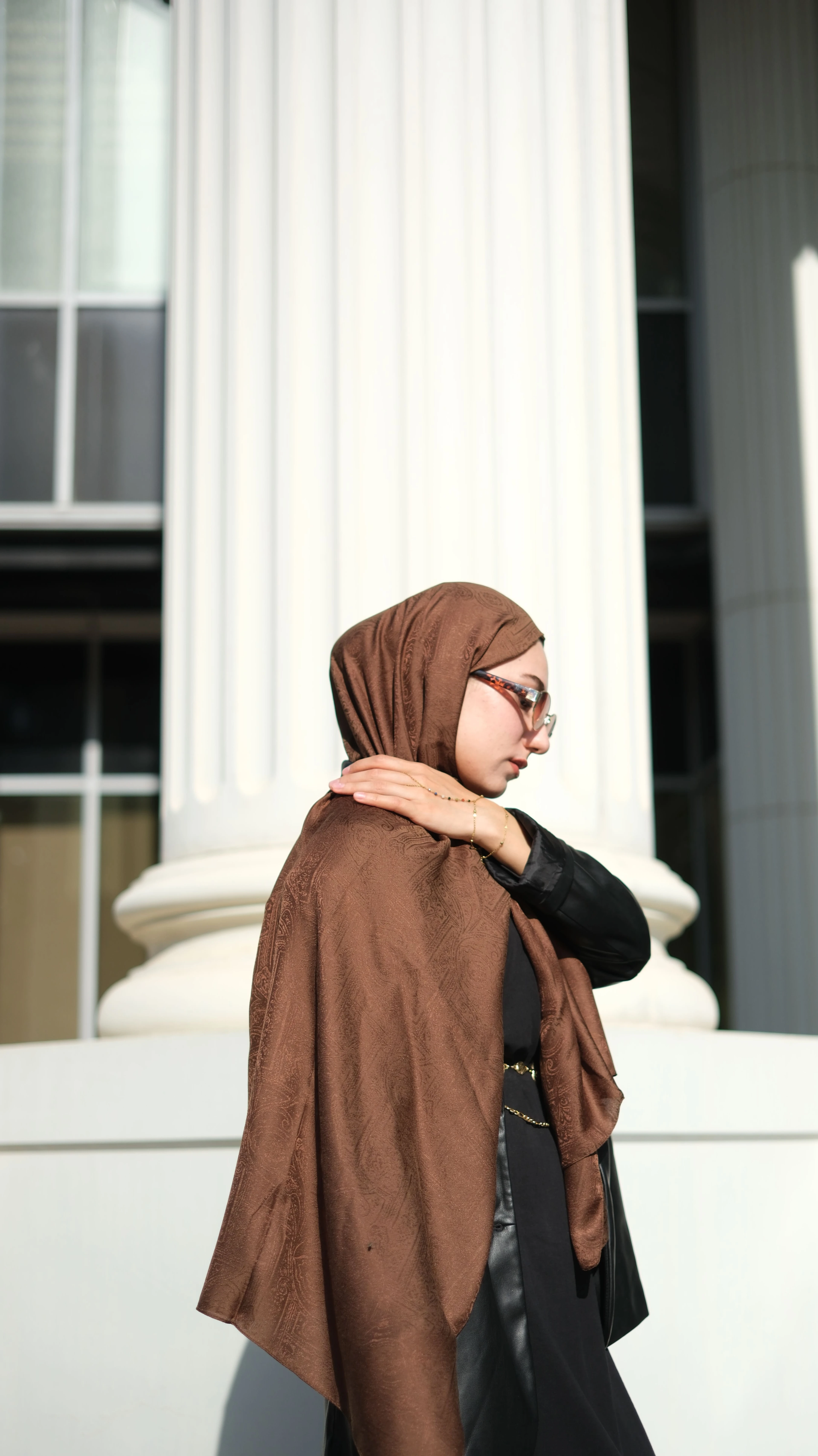 Barok Açık Kahve Şal