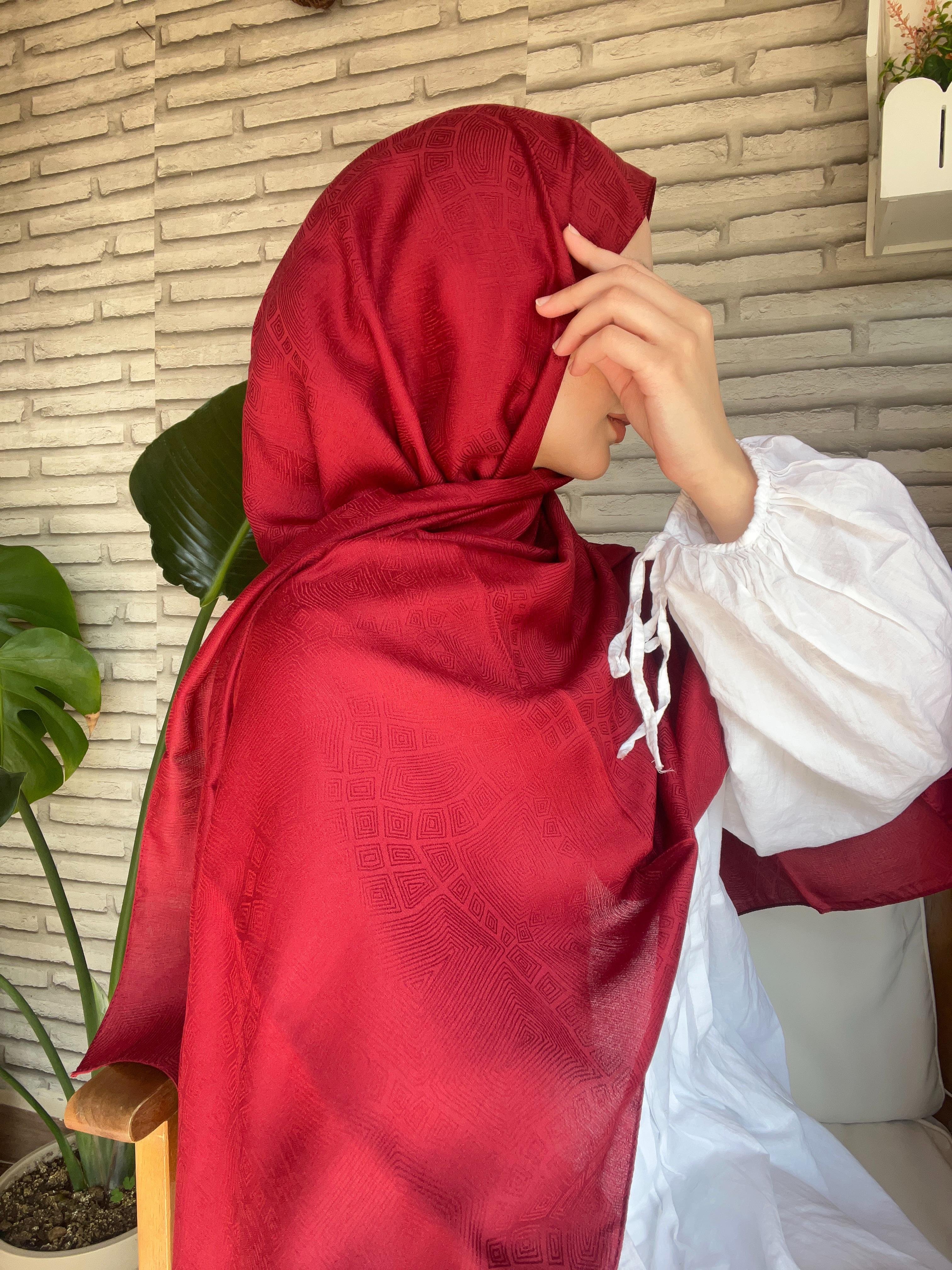 D Serisi Bordo Monogram Star Şal