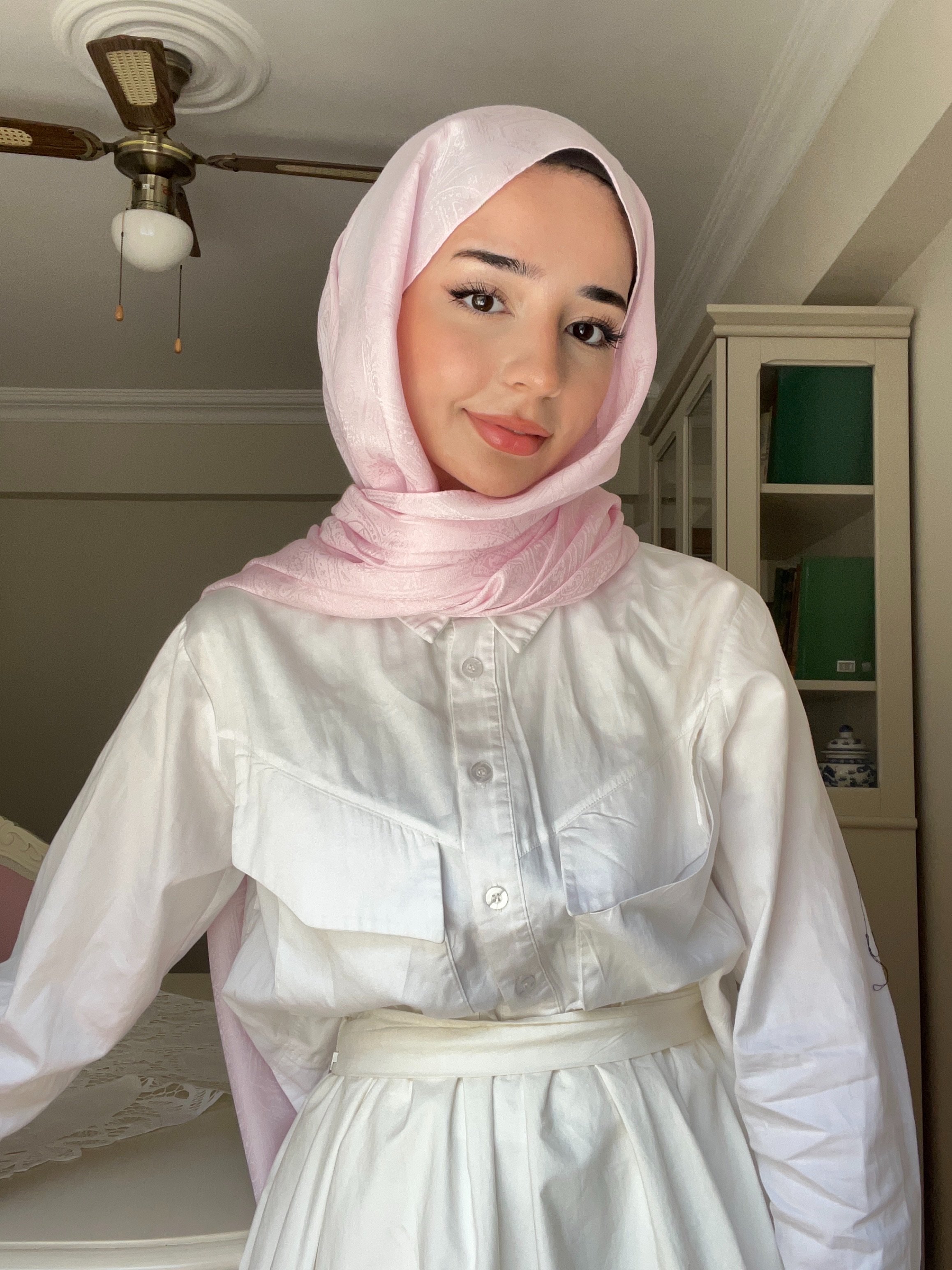 Barok Pembe Monogram Şal