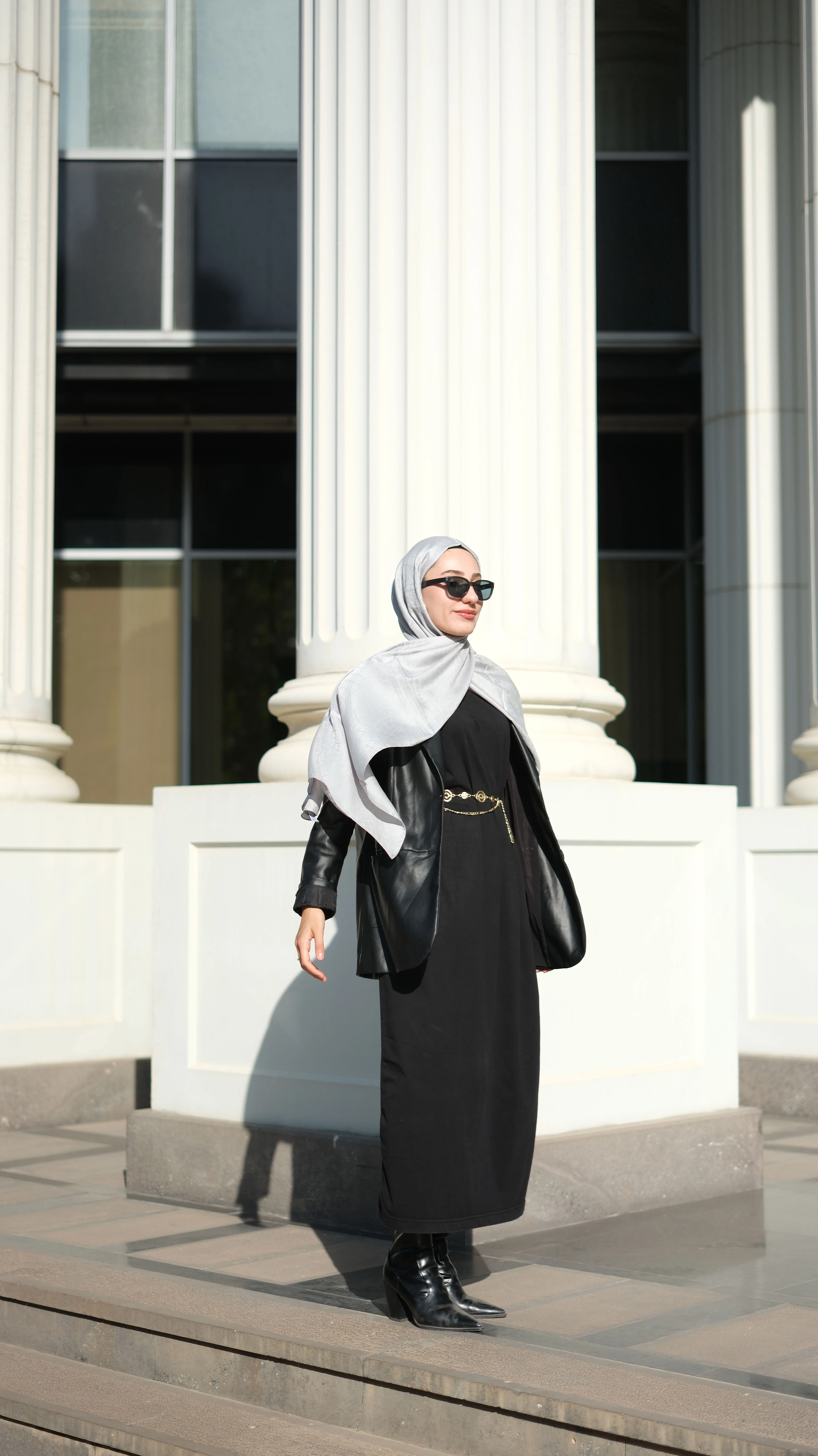 Mozaik Desenli Gri Şal