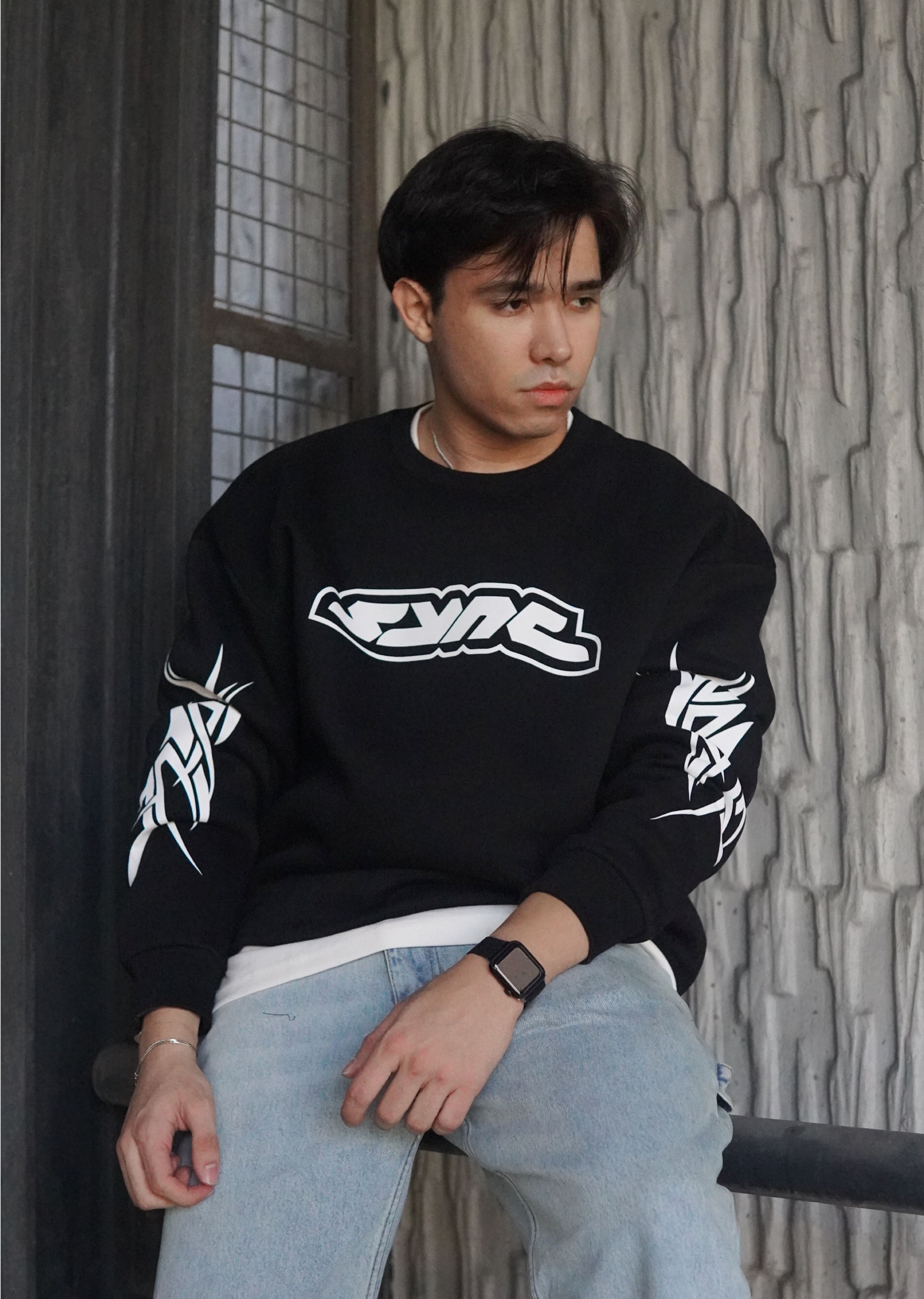 SYNC Baskılı Oversize Sweatshirt