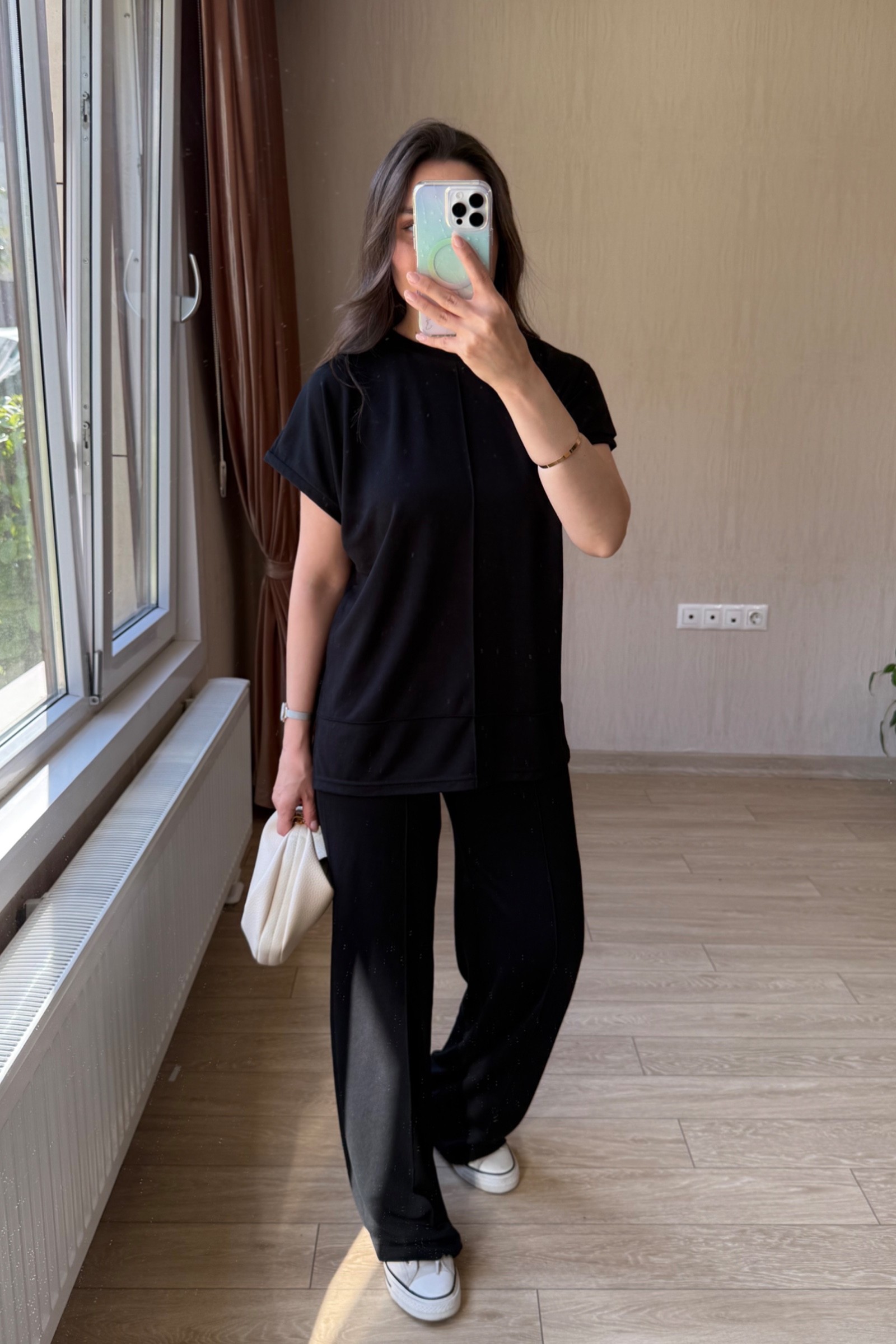 Nora Çımalı Modal Kumaş Takım - Siyah