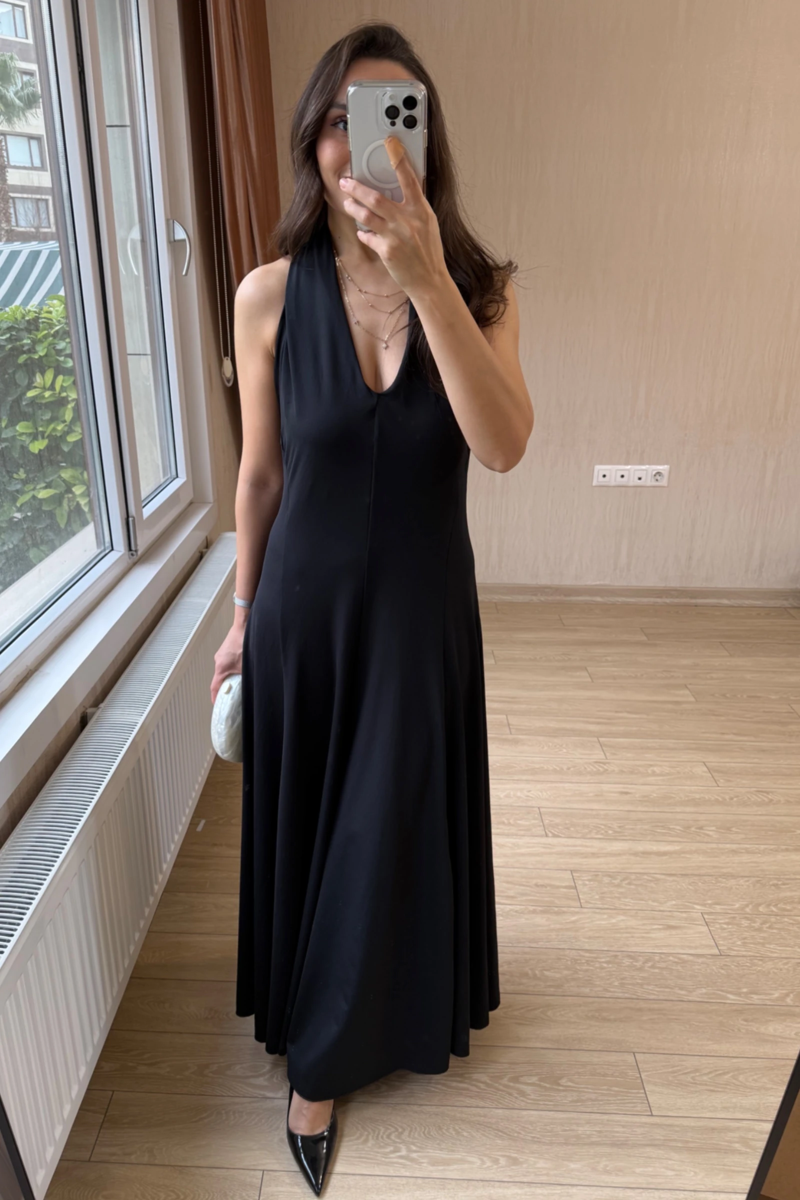 Lumessa Dalgıç Kumaş Boyundan Geçmeli Elbise