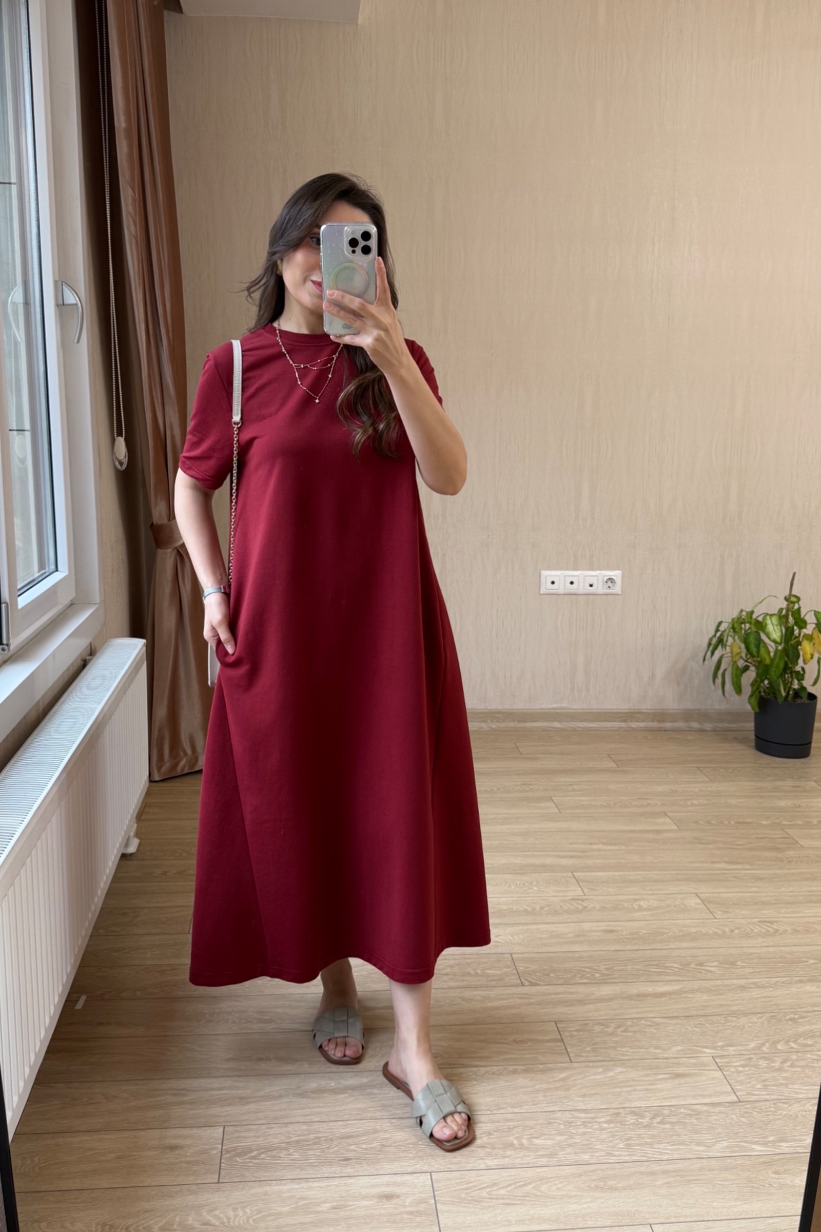 Julia İki İplik Kumaş Çan Kesim Elbise