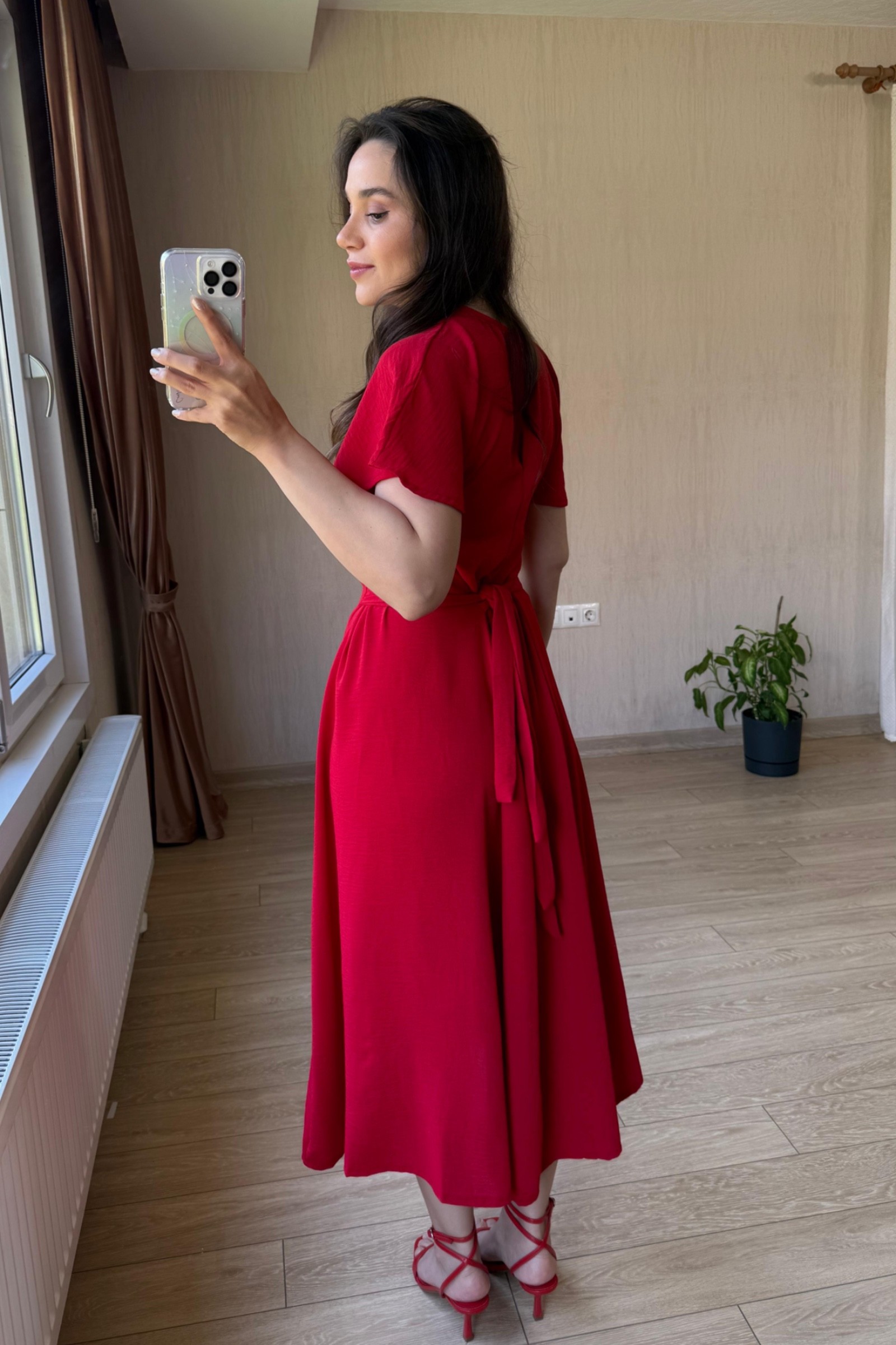 Bianca Belden Bağlamalı Ayrobin Kumaş Elbise